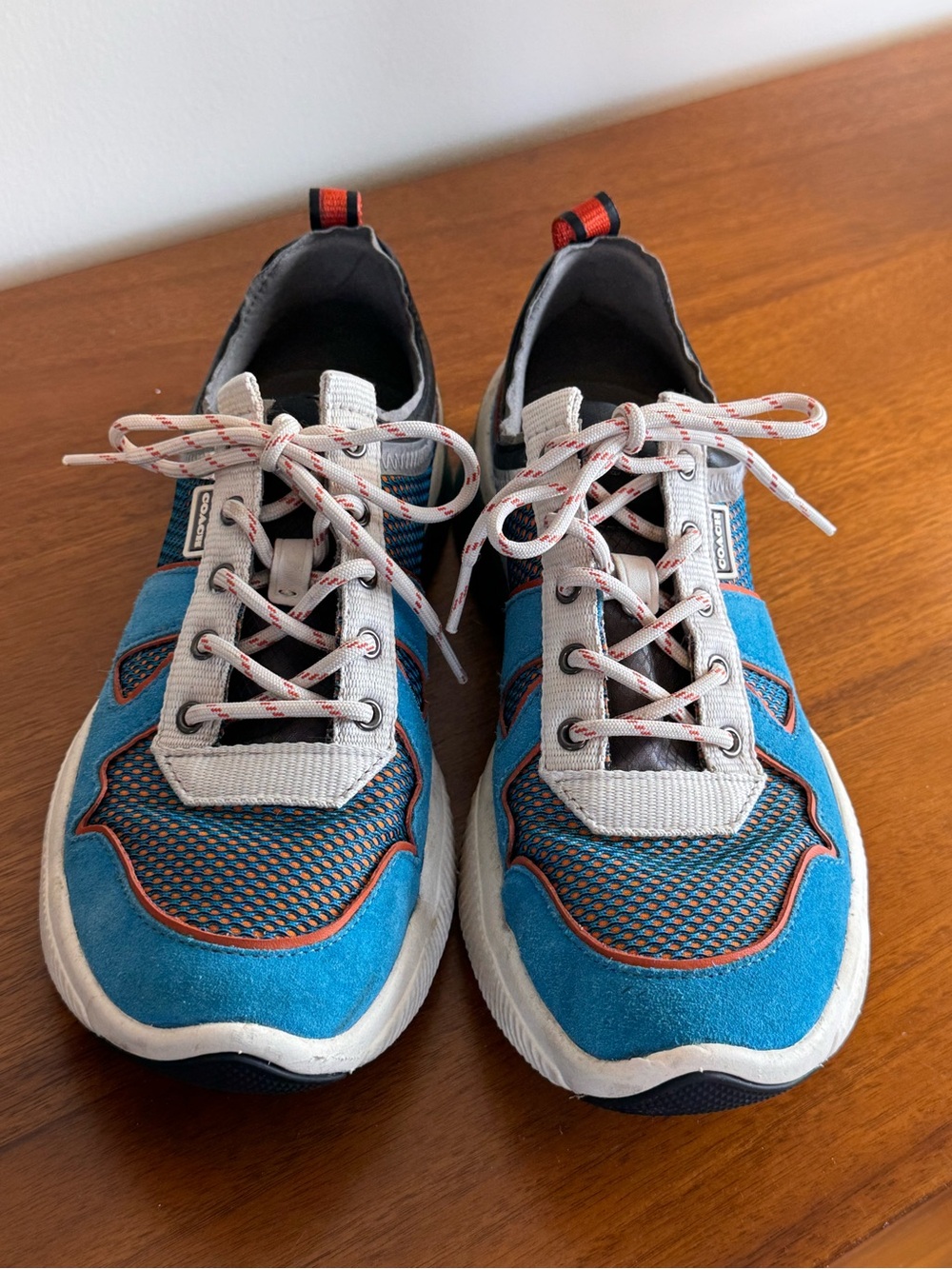 Coach CitySole Runner Blue Orange Suede Mesh Sneakers Men's Size 9 With Box
